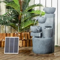 Fontana da giardino a energia solare fontana a cascata in resina a 4 livelli con luci LED e pompa