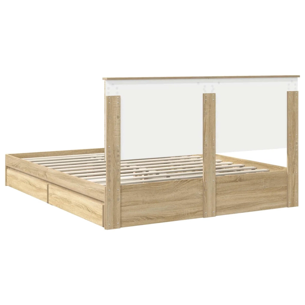 Letto con Contenitore con testiera Rovere Sonoma 160 x 200 cm