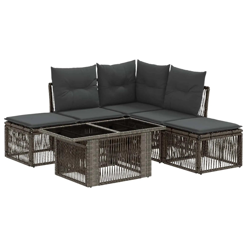 Set Divano da Giardino 6 pz Grigio polyrattan 3436472