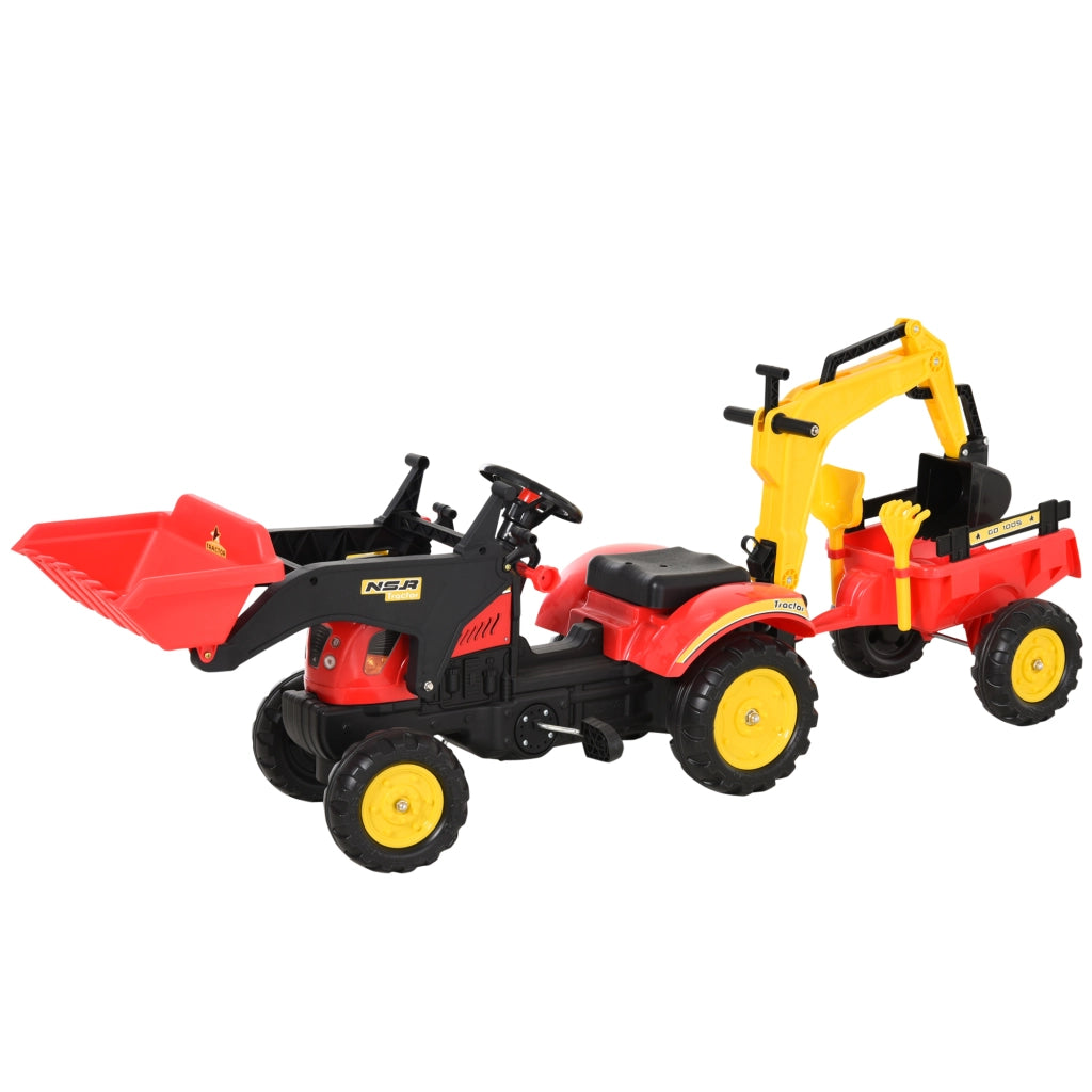 Trattore a pedali con rimorchio e pala ¨C Xylo ¨C Rosso per bambini 3+ anni