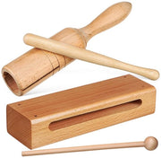 Set di percussioni per bambini, blocco di legno con martelletto, tamburo di legno con martelletto, tamburo di legno, strumento Orff, per ritmo e sensibilità ritmica, per bambini della scuola materna