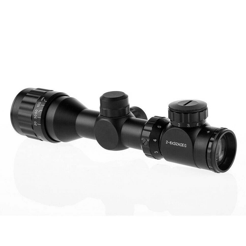 Trade Shop - Mirino Ottico Di Precisione Per Fucile Carabina Reticolo Illuminato 2-6x32aoeg -