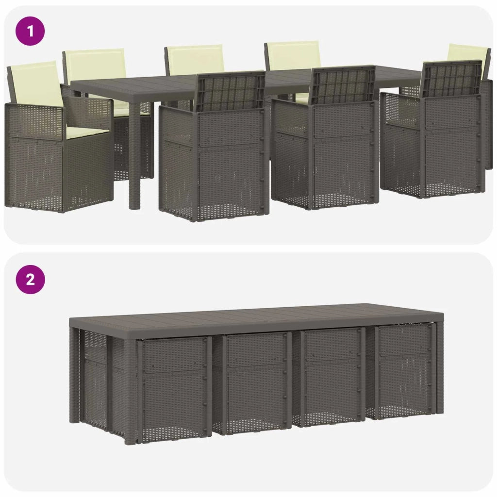 Set da Pranzo per Giardino 9 pcs Grigio chiaro e panna PP 3430099