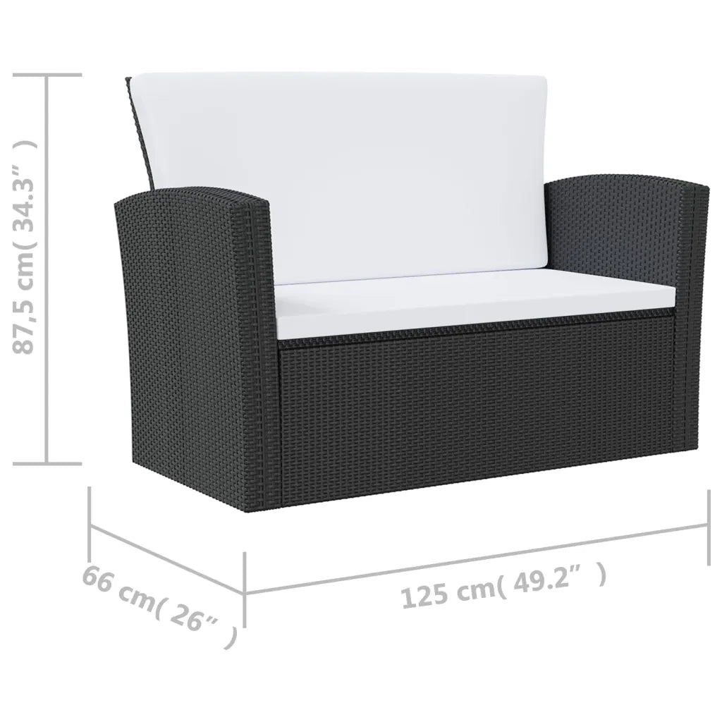 Set Divani da Giardino 16 pz con Cuscini in Polyrattan Nero cod mxl 38613