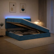 Letto con contenitore LED e materasso Blu Scuro 200 x 200 cm 3459214