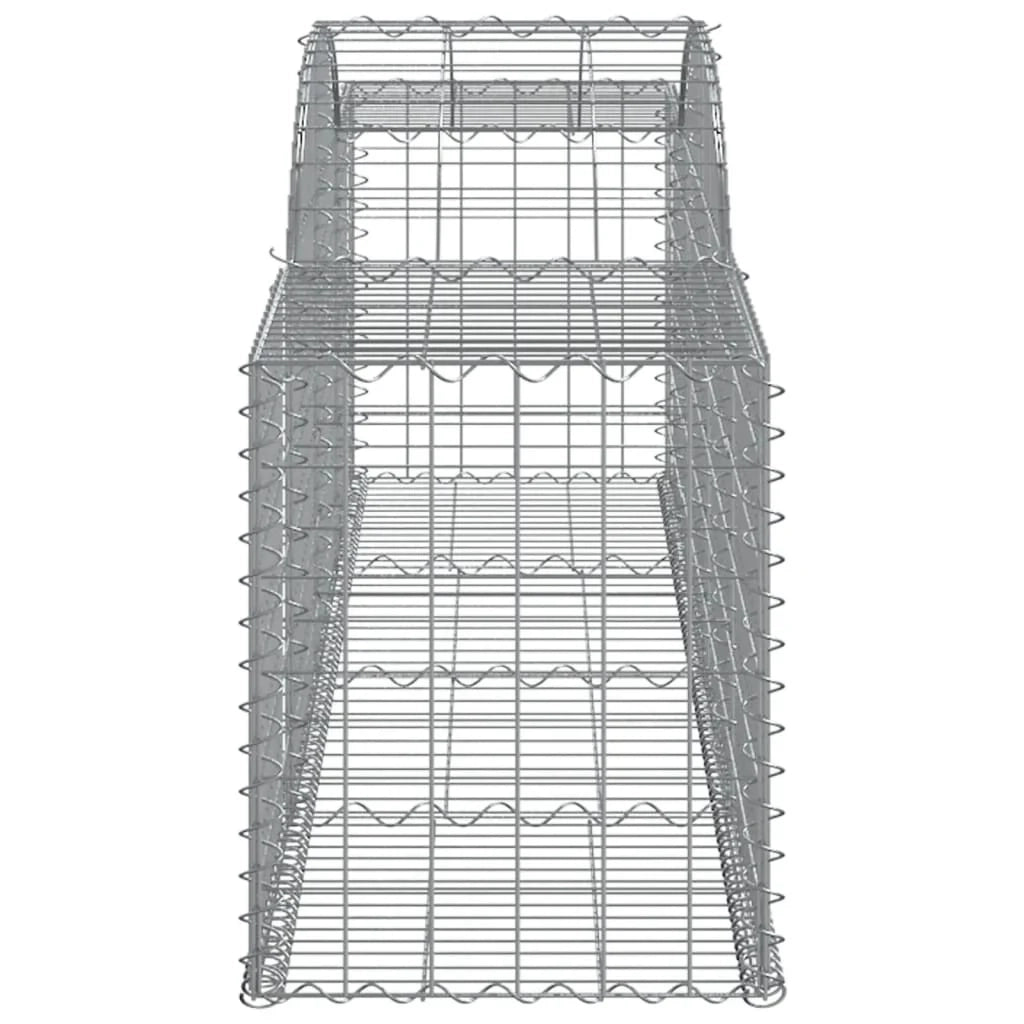 Cesto gabbione recinzione a gabbia muro di contenimento ad arco 300 x 50 x 60/80 cm ferro zincato argento 02_0040066