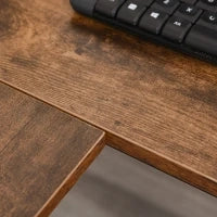 Scrivania Angolare in Stile Industriale con Ripiano Laterale, in Legno e Metallo Nero, 150x120x75cm