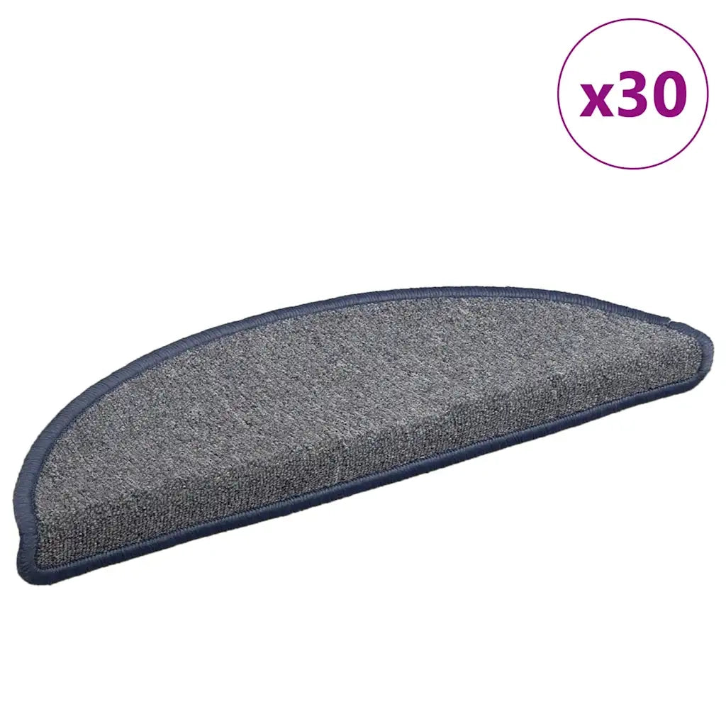 Tappetini per scale 30 pz | Gradini per Scale 56x17x3 cm grigio chiaro e blu semicircolari