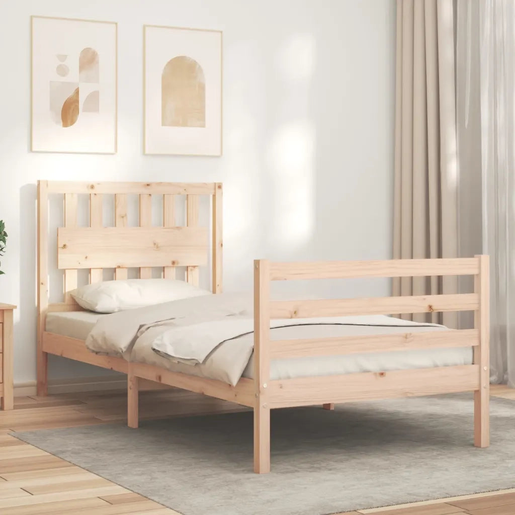 Giroletto con Testiera Single-Struttura Letto in Legno Massello 999229