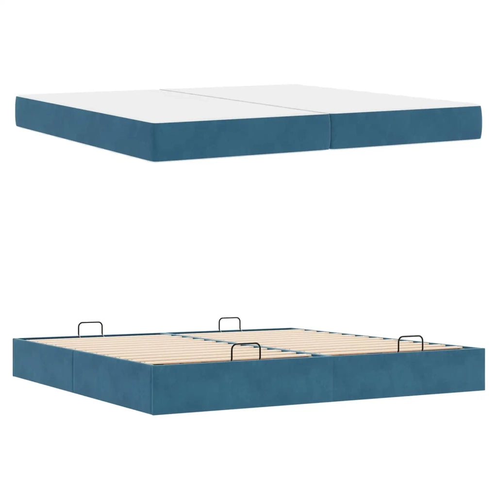 Struttura letto con materasso con materasso 2 pcs Blu Velluto