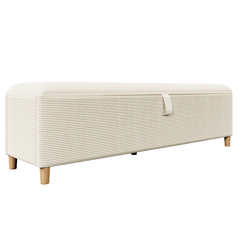 Banquette letto con spazio di archiviazione - Xylo - 165x38 cm - Beige - Rialzo idraulico per stivaggio, adatta per camera da letto, soggiorno e corridoio