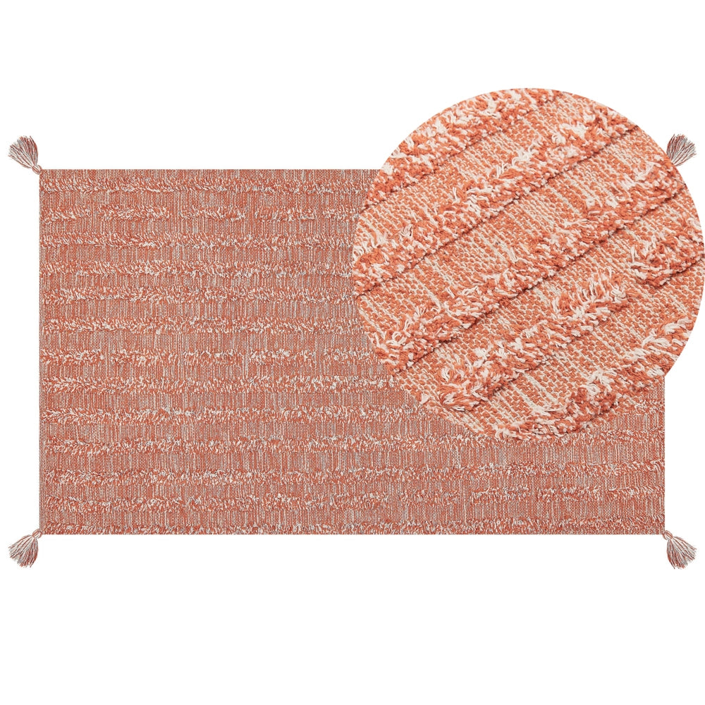 Tappeto in cotone con motivo semplice arancione 80 x 150 cm camera da letto soggiorno