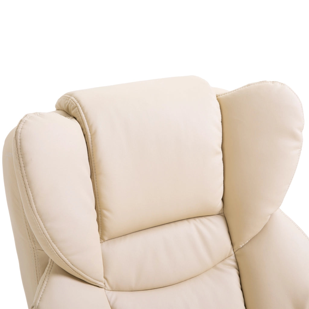 Poltrona relax reclinabile con poggiapiedi ¨C Xylo ¨C similpelle crema, girevole, 80x79x100 cm