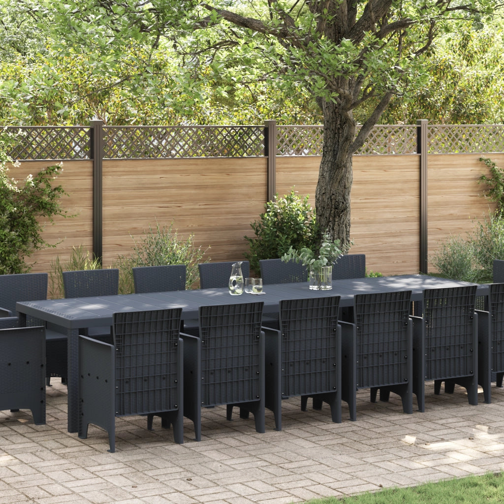 Set da pranzo da giardino  da 15 pezzi antracite in polyrattan