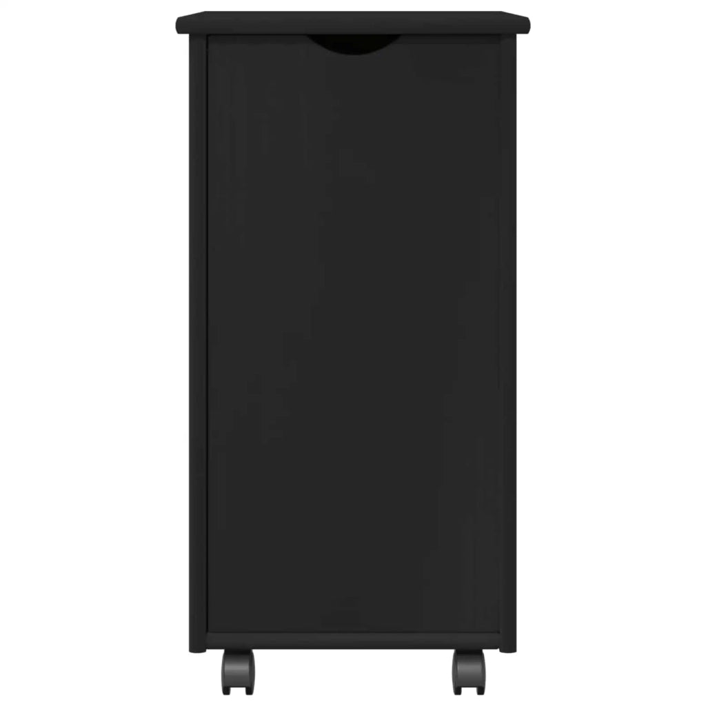 Mobile con Ruote Nero 34 x 39 x 65,5 cm Legno di Pino Massello 42028359