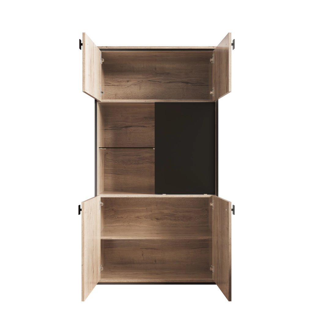 Combinazione armadi moderna - Zephmum- Effetto legno, struttura nera, ante scorrevoli