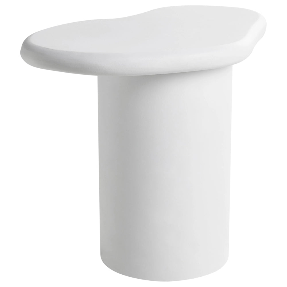 Tavolino bianco sporco in fibra di vetro con ossido di magnesio piano asimmetrico per interni ed esterni moderno