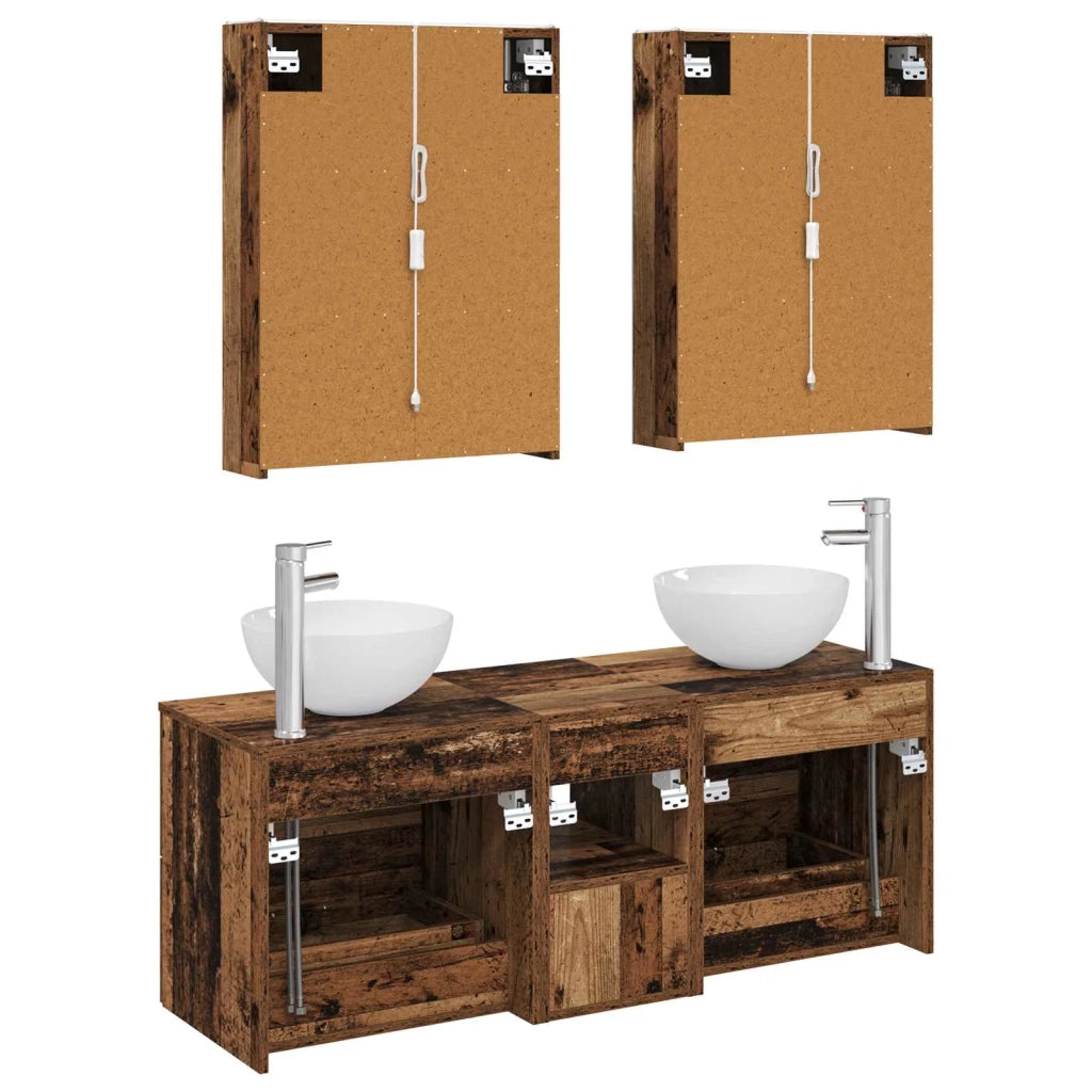 Set di mobili per il bagno 5 pcs Legno antico 3406733
