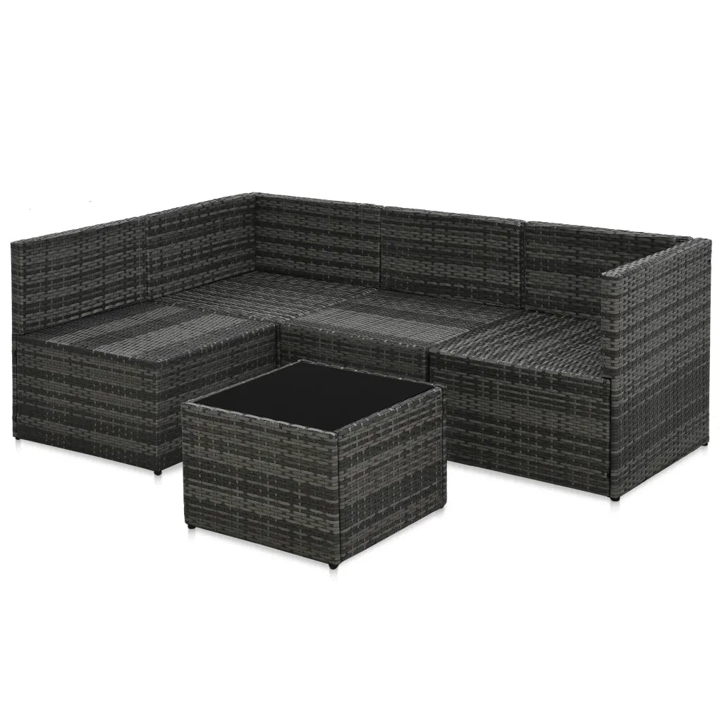 Set Divani da Giardino 5 pz con Cuscini in Polyrattan Grigio 48148