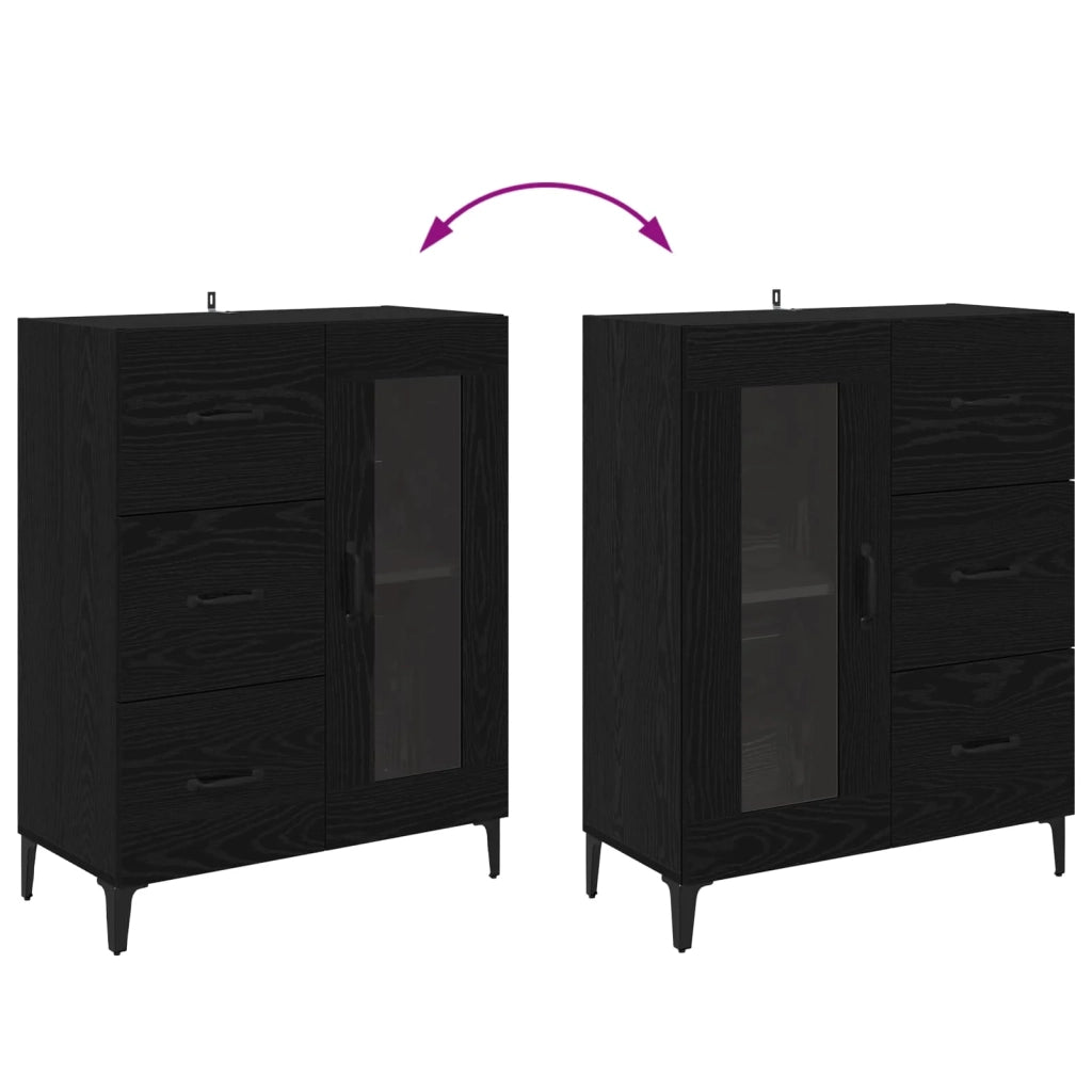 Credenza | Madia | Buffet da pranzo | Armadio da pranzo con cassetto Rovere Nero 69,5 x 34 x 90 cm