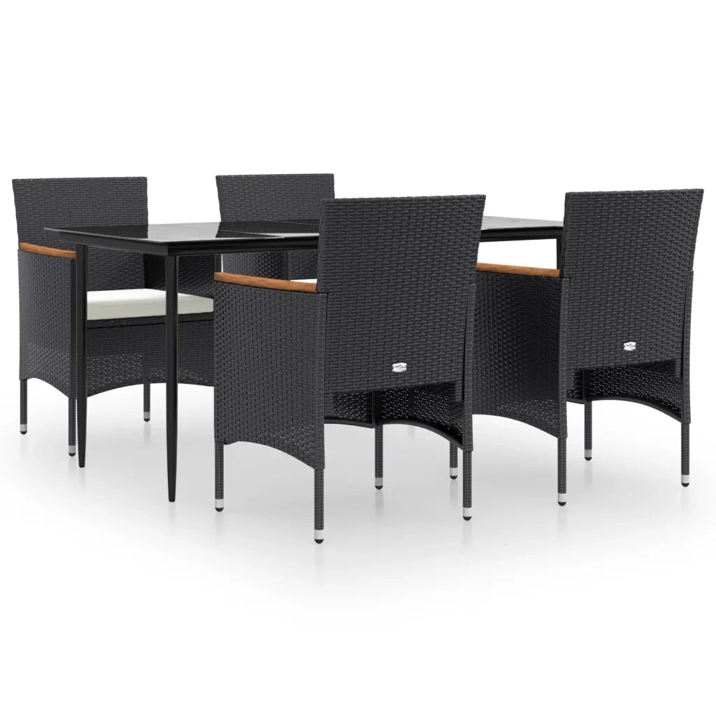 Set da Pranzo da Giardino 5 pz con Cuscini Nero cod mxl 35864