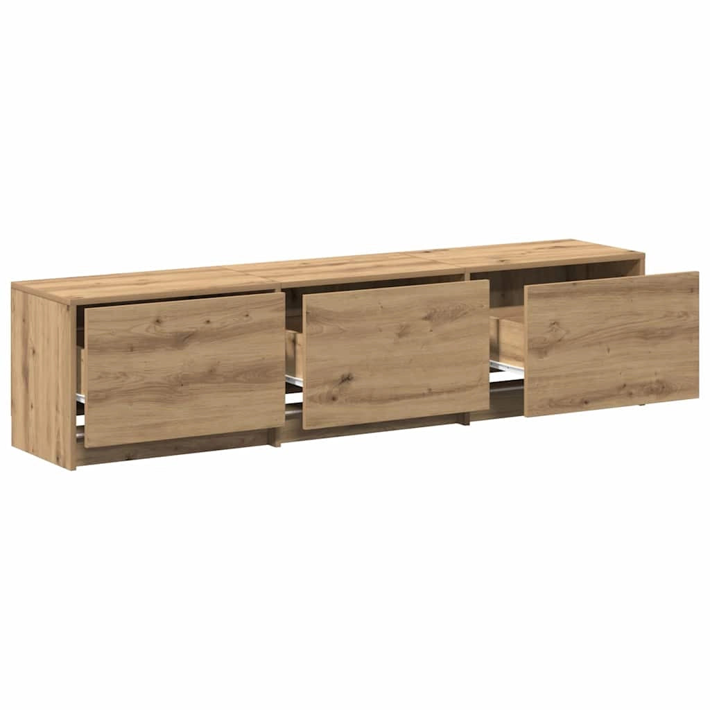 Mobile TV moderno e pratico 162 x 34 x 40 cm con LED per un'atmosfera accogliente realizzato in legno di rovere ingegnerizzato 02_0056329