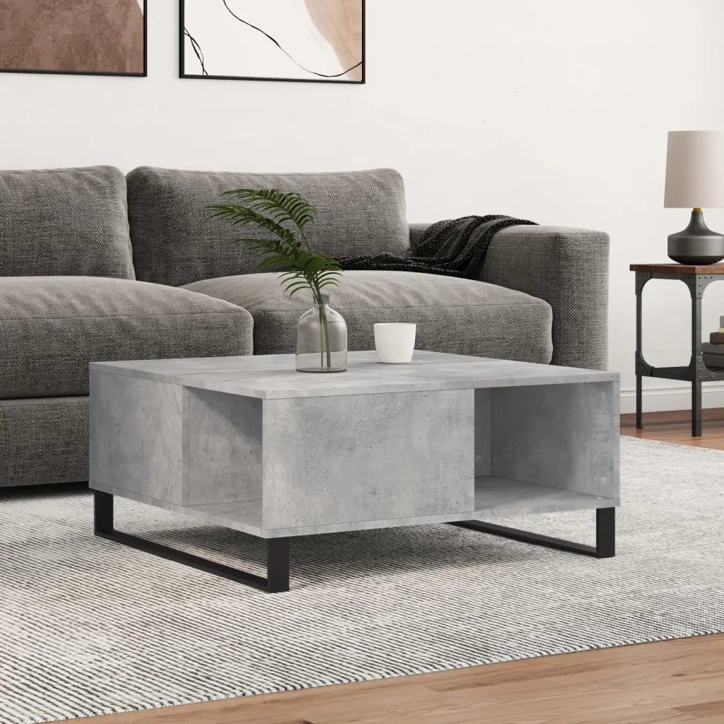 Tavolino salotto | Tavolino da caff¨¨ | Tavolino da Soggiorno Grigio Cemento 80x80x36,5 cm Legno Multistrato