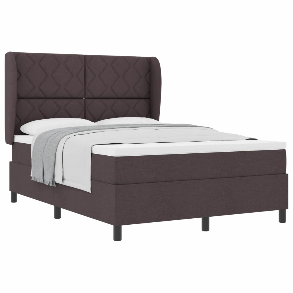 Letto a molle con materasso Marrone scuro 140 x 190 cm Tessuto 3340623