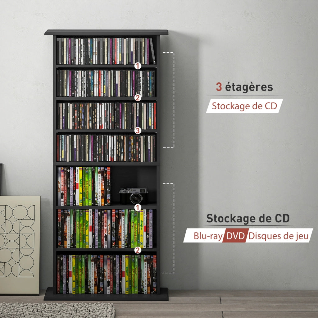 Mobile per CD e DVD con 8 scomparti e 6 ripiani regolabili ¨C zephmum ¨C nero