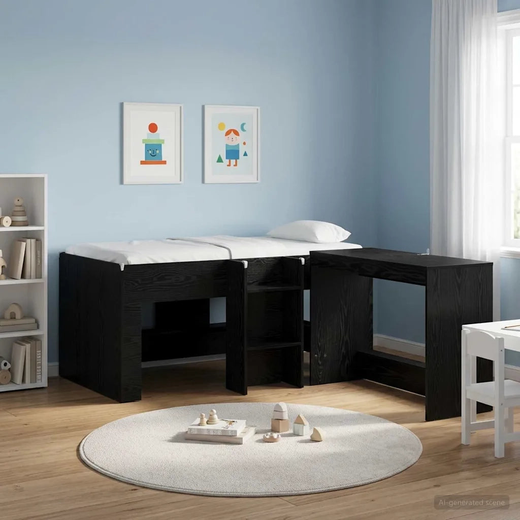 Letto Alto per Bambini 2 pcs Rovere Nero 163 x 101,1 x 68,5 cm