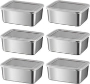 Contenitori di conservazione alimentare - Contenitori per snack resistenti ai liquidi - 6 pezzi - Acciaio inossidabile
