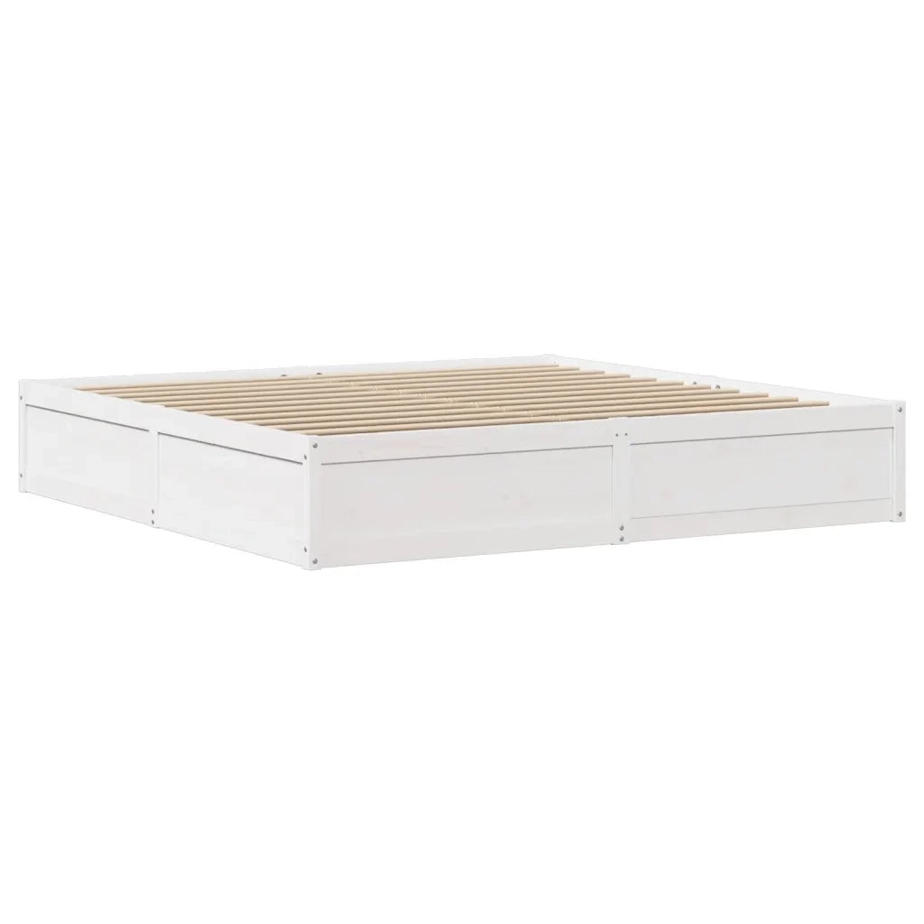 Giroletto con Testiera Bianco 200x200 cm Legno Massello di Pino
