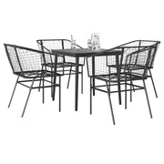 Set Mobili da Pranzo per Giardino 5 pz Nero Polyrattan Vetro 3334486