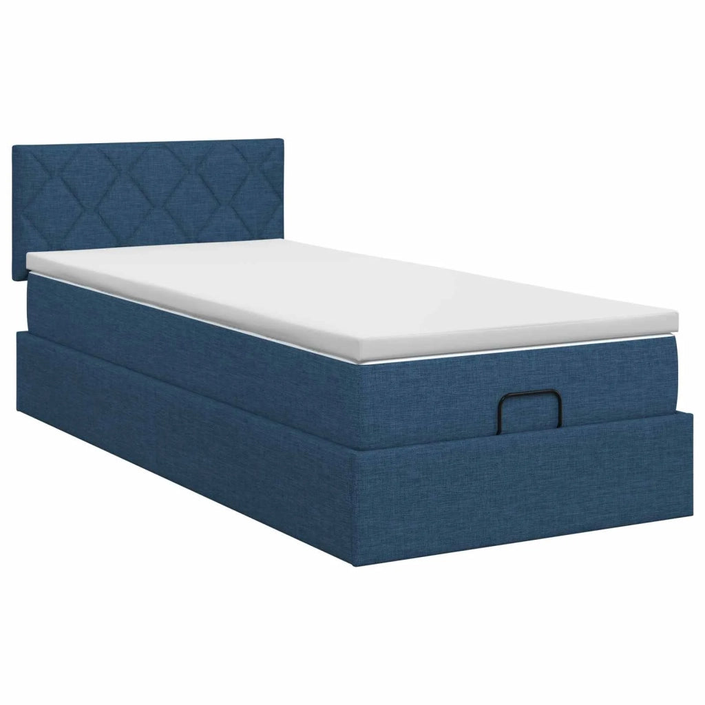 Letto ottomano con materasso Blu 90 x 190 cm Tessuto 3456377