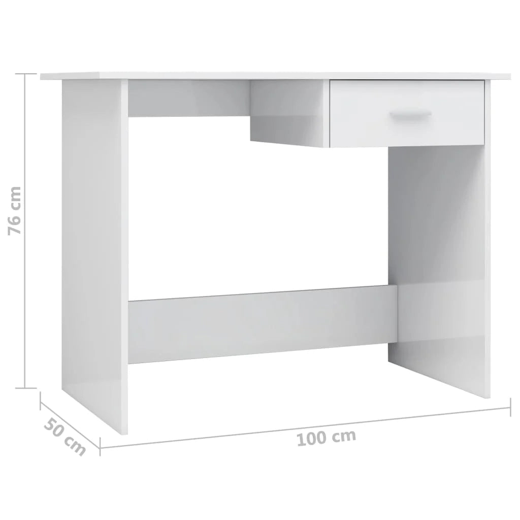 Scrivania tavolo postazione di lavoro mobile per computer studio finitura lucida 100 x 50 x 76 cm legno ingegnerizzato bianco 02_0023536