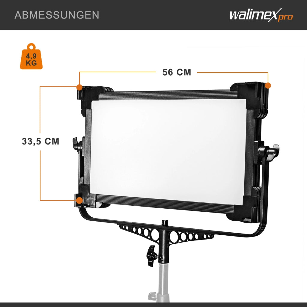 Walimex Pro Soft LED Brightlight 1400 Bi-Color Square - Luce d'area Soft LED di alta qualità con temperatura di colore 3200-5600K, potenza 100W per produzioni fotografiche e video professionali