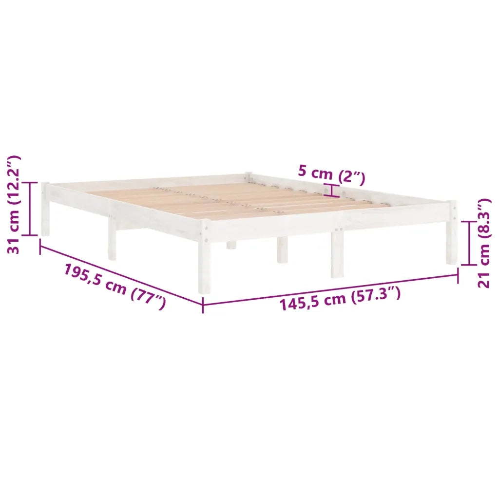 Giroletto Bianco in Legno Massello di Pino 140x190 cm 809998