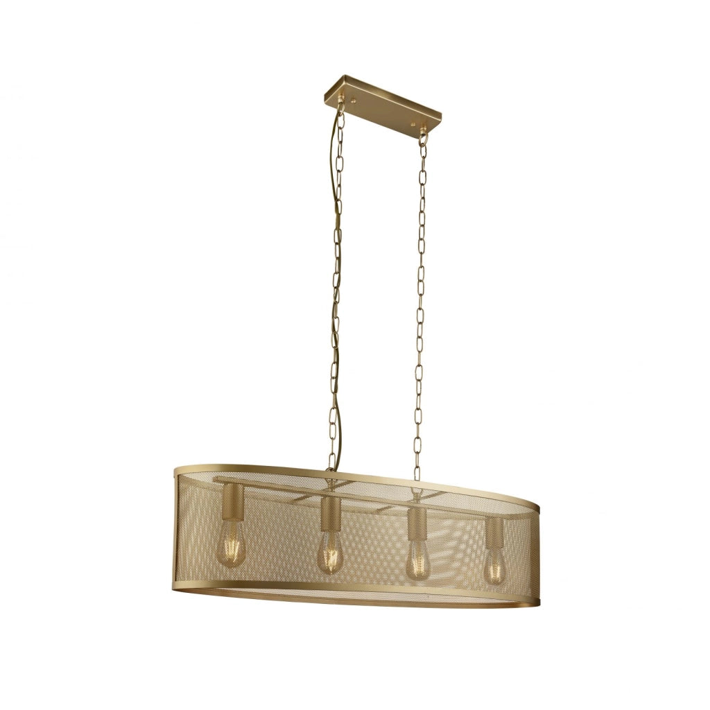 Fishnet 4Lt Oval Pendant - Paralume in metallo nero opaco e rete