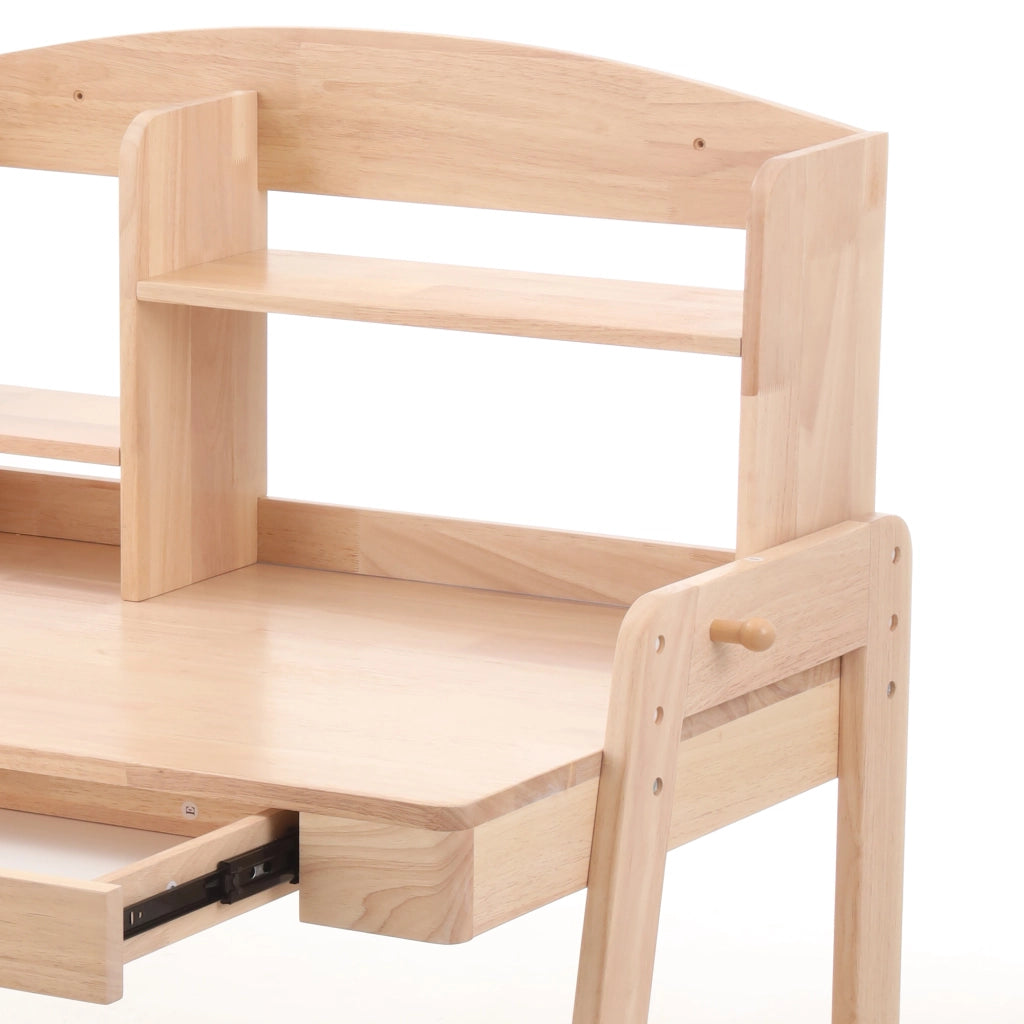 Scrivania per bambini, regolabile in altezza, con cassetto e ripiani, color rovere