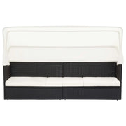 Divano da Giardino con Tettoia in Polyrattan Nero 49393