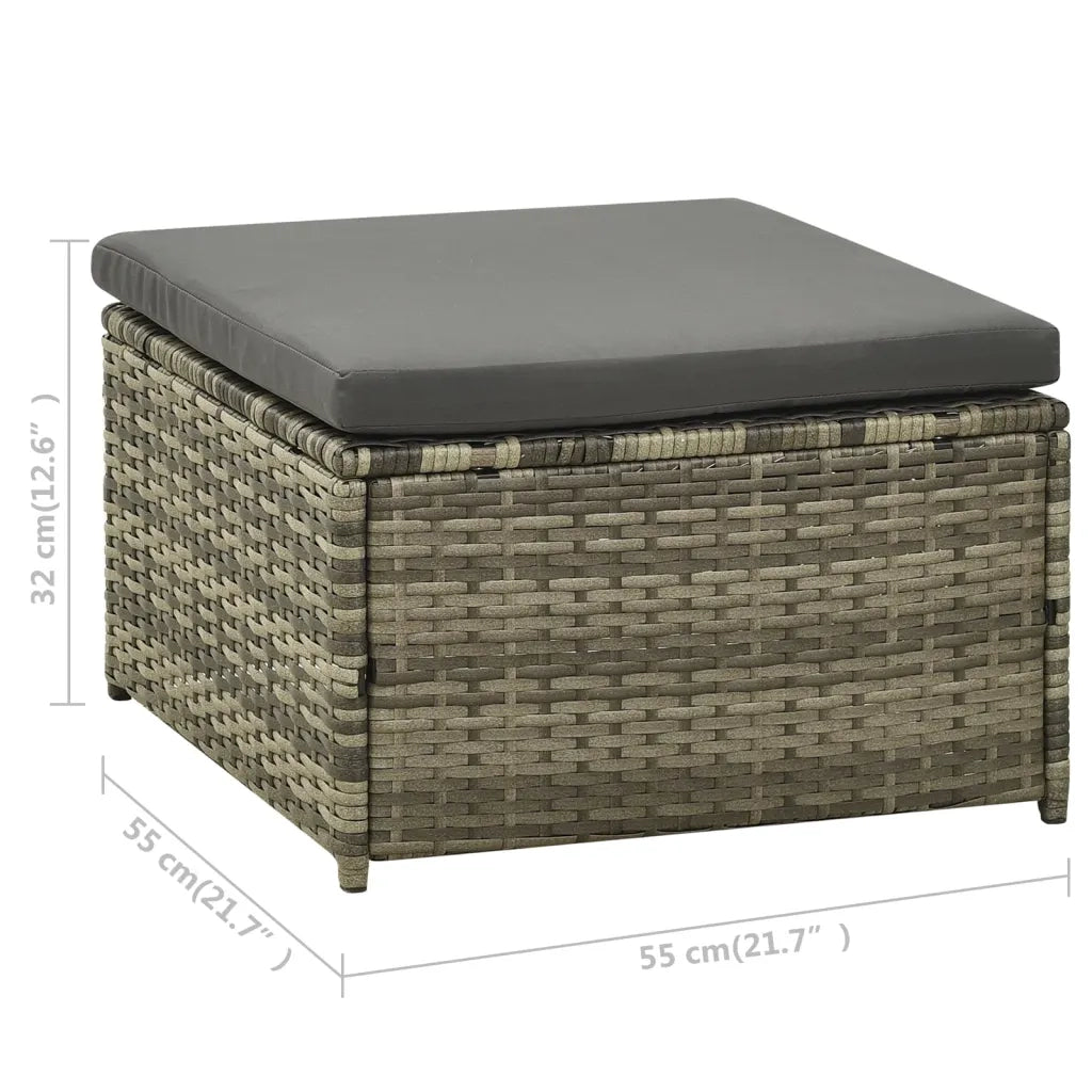 Set Divani da Giardino 3 pz con Cuscini in Polyrattan Grigio 313128