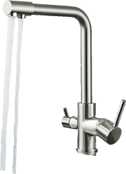 Felice | Rubinetto per acqua potabile a 3 vie in argento spazzolato premium|Miscelatore cucina ad osmosi in acciaio inossidabile|Filtra 3 connessioni