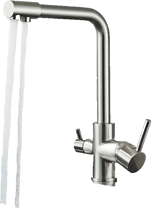 Felice | Rubinetto per acqua potabile a 3 vie in argento spazzolato premium|Miscelatore cucina ad osmosi in acciaio inossidabile|Filtra 3 connessioni