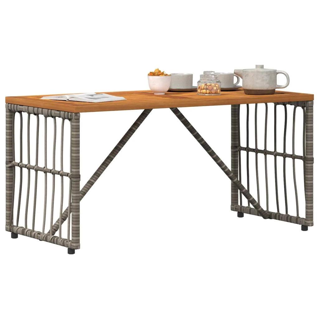 Tavolo da Esterno Grigio 80 x 40 x 40 cm Acciaio e Polyrattan 42025147