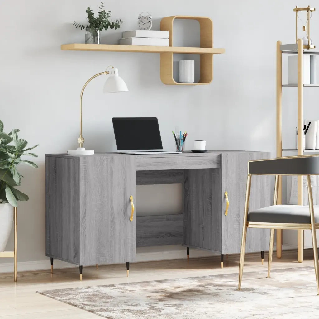 Scrivania | Tavolo da Ufficio Grigio Sonoma 140x50x75 cm in Legno Multistrato