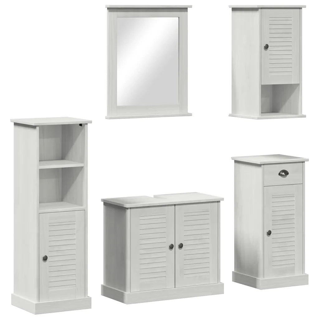 vidaXL Set di mobili per il bagno con porta VIGO 5 pcs bianco anticato