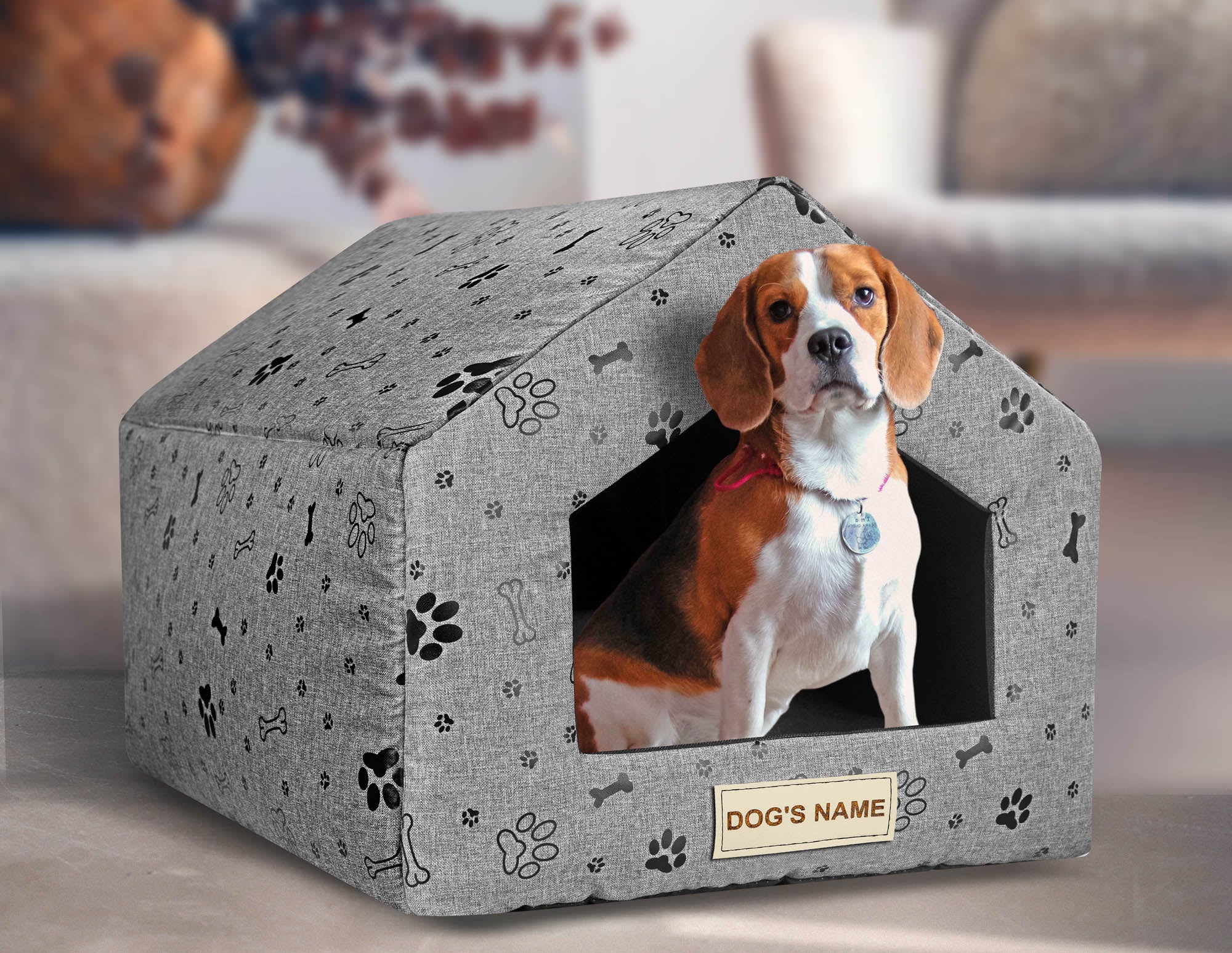 AIO FACTORY 50x40 cm Letto per cani personalizzato personalizzabile impermeabile nero