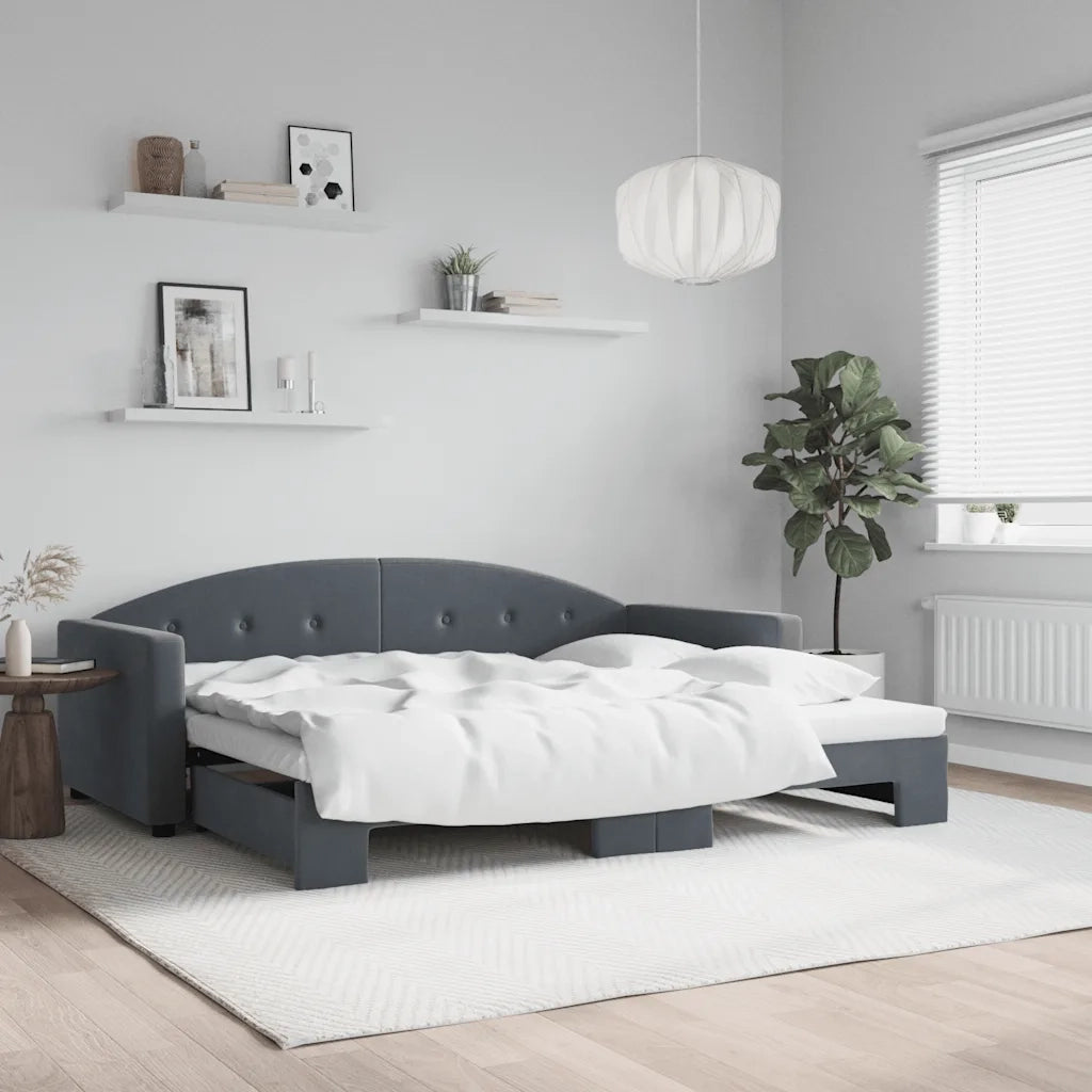 Divano Letto con Letto Estraibile-Sofa Letto-Daybed Grigio Scuro 90x190cm Velluto 898795