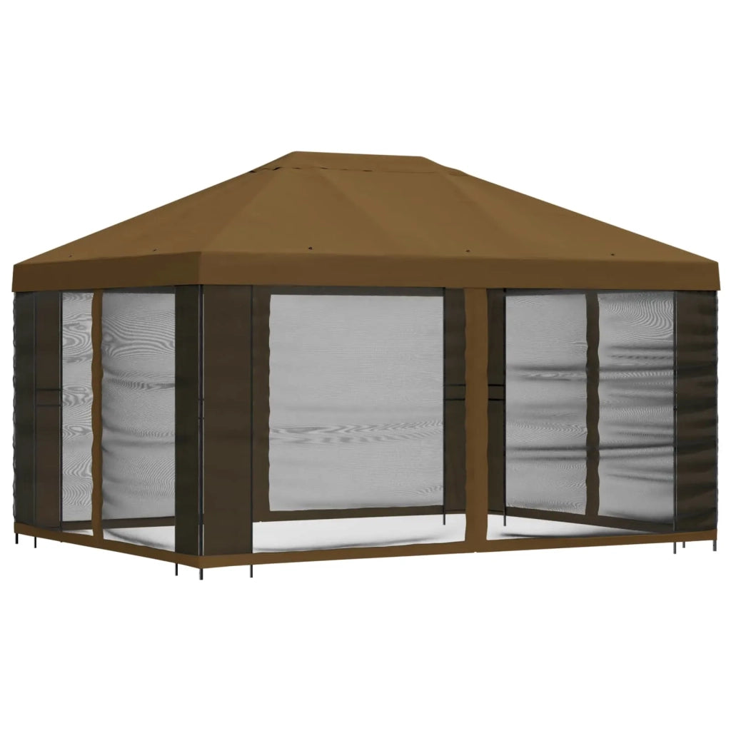 Gazebo da giardino con pareti laterali 4 × 3 m Tortora