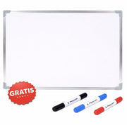 Tavolo di Scrittura Bianco 45 x 60 cm – Ideale per Scuola/Studi/Lavoro - Tavolo di Scrittura Magnetico con Cassetto in Alluminio – Incluso 3 Pennelli Gratuiti